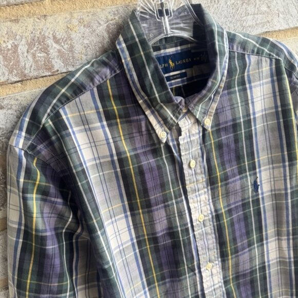 Ralph Lauren Short Sleeve Plaid Button Up Shirt Men's Size M - Picture 5 of 8